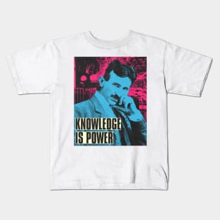 knowledge is power nikola tesla popart Kids T-Shirt